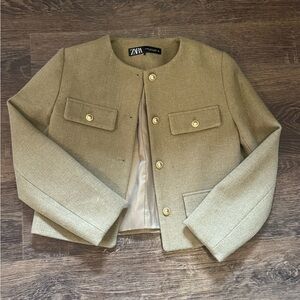 Zara Tan Blazer with Gold Buttons